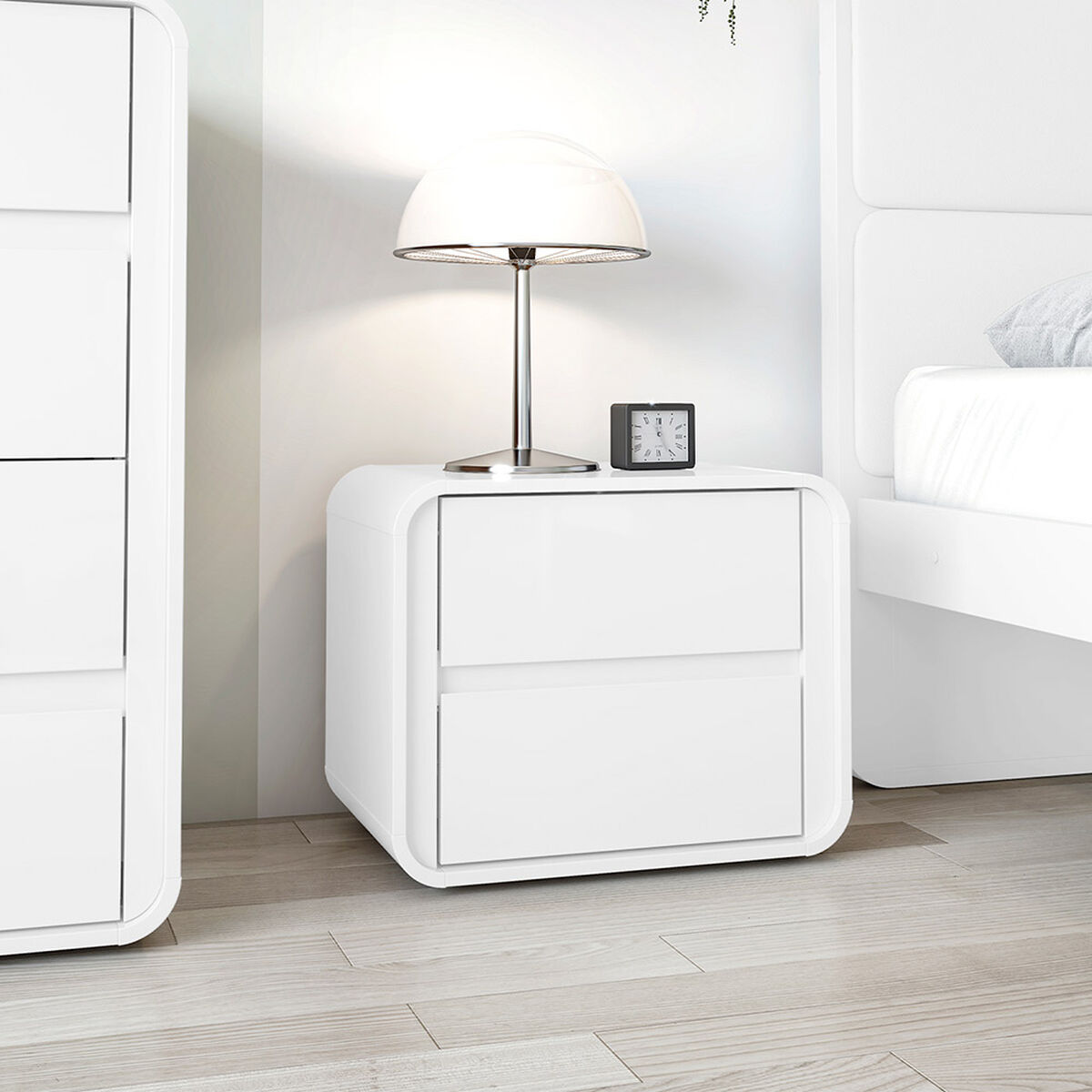 Velador Di Poretti Design Loop 2 Cajones Blanco