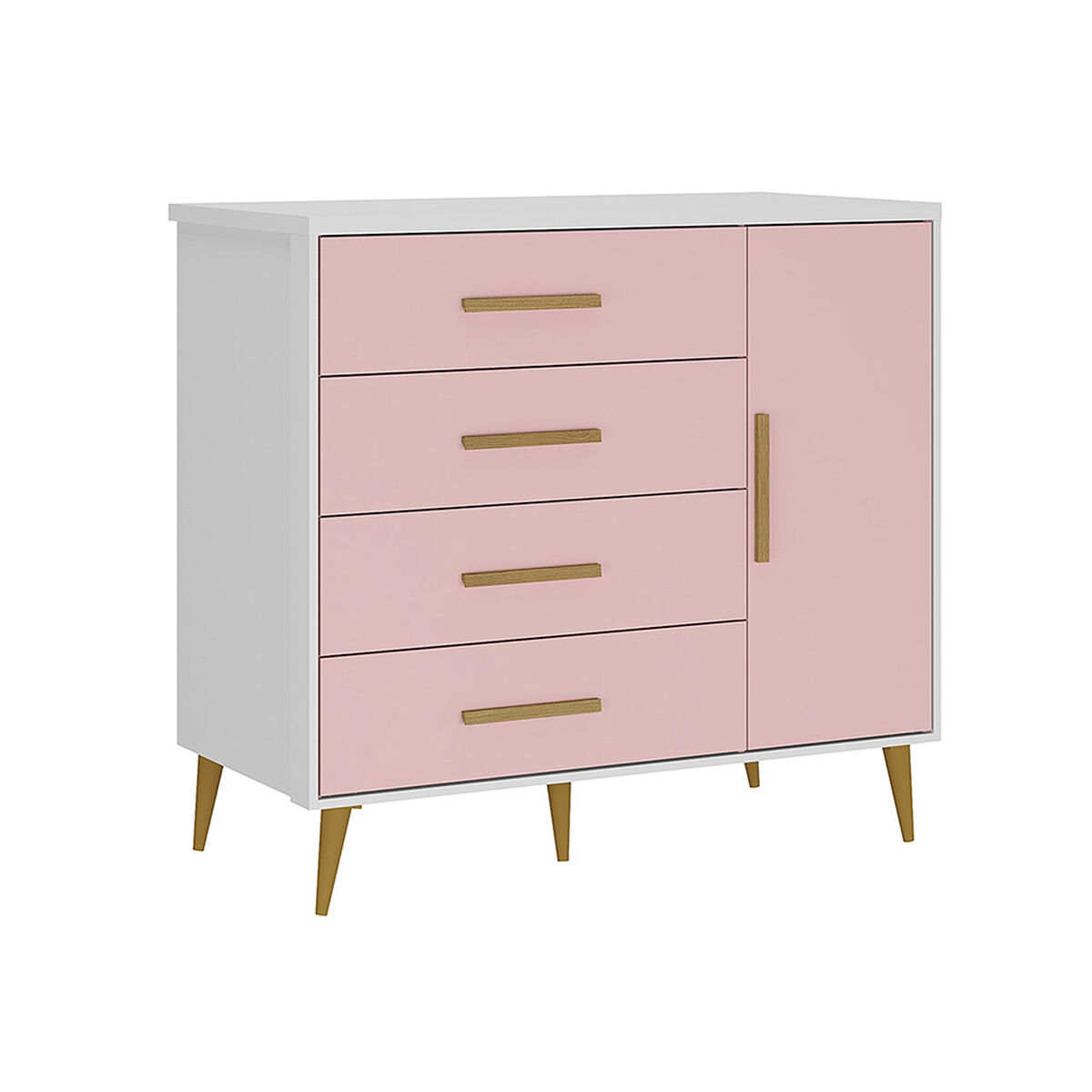 C&oacute;moda Di Poretti Design Kids 4 Cajones 1 Puerta Rosado Nude
