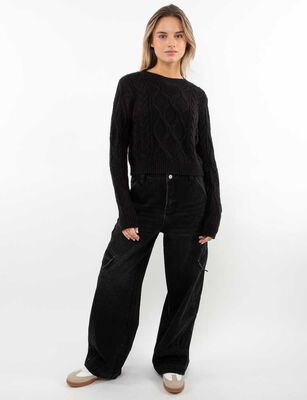 Imagen 2 del producto Sweater Crop Mujer Icono Negro