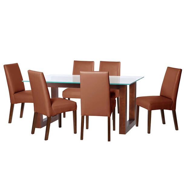 Juego de Comedor Latam Home Pamplona Murcia 6 Sillas PU Chocolate
