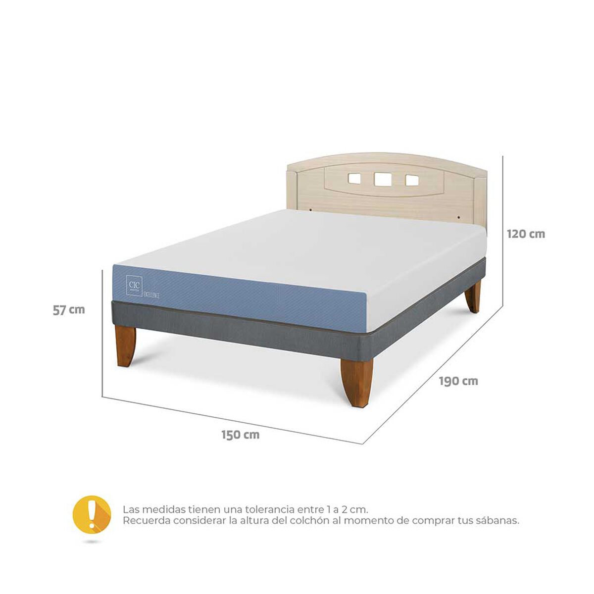 Cama Europea CIC 2 Plazas Excellence + Respaldo Gales Alpino