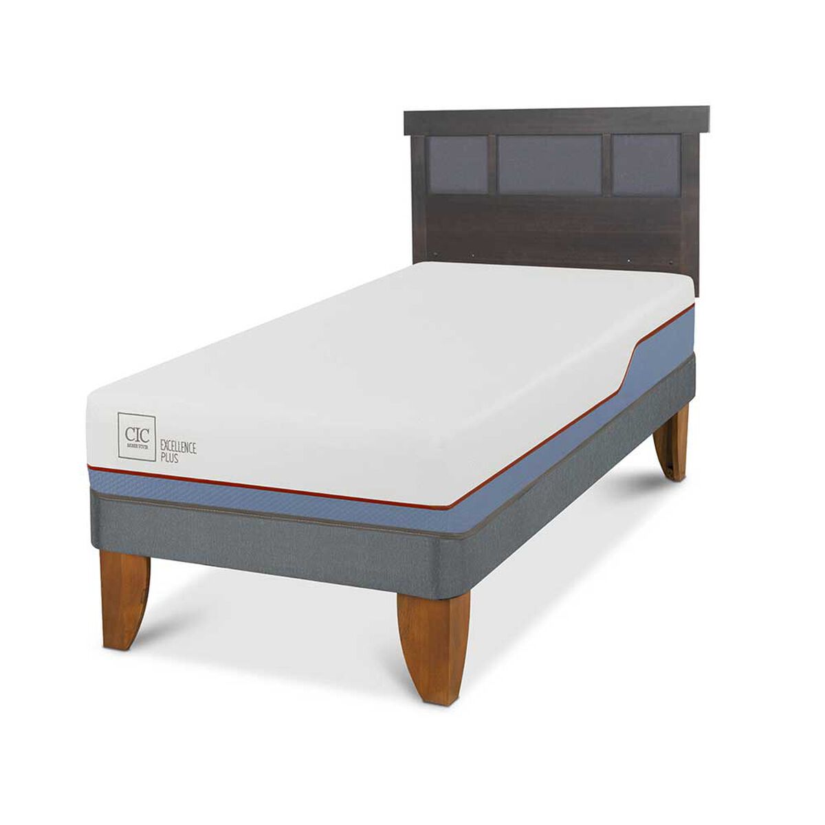 Cama Europea CIC 1,5 Plazas Excellence Plus + Respaldo Dublin