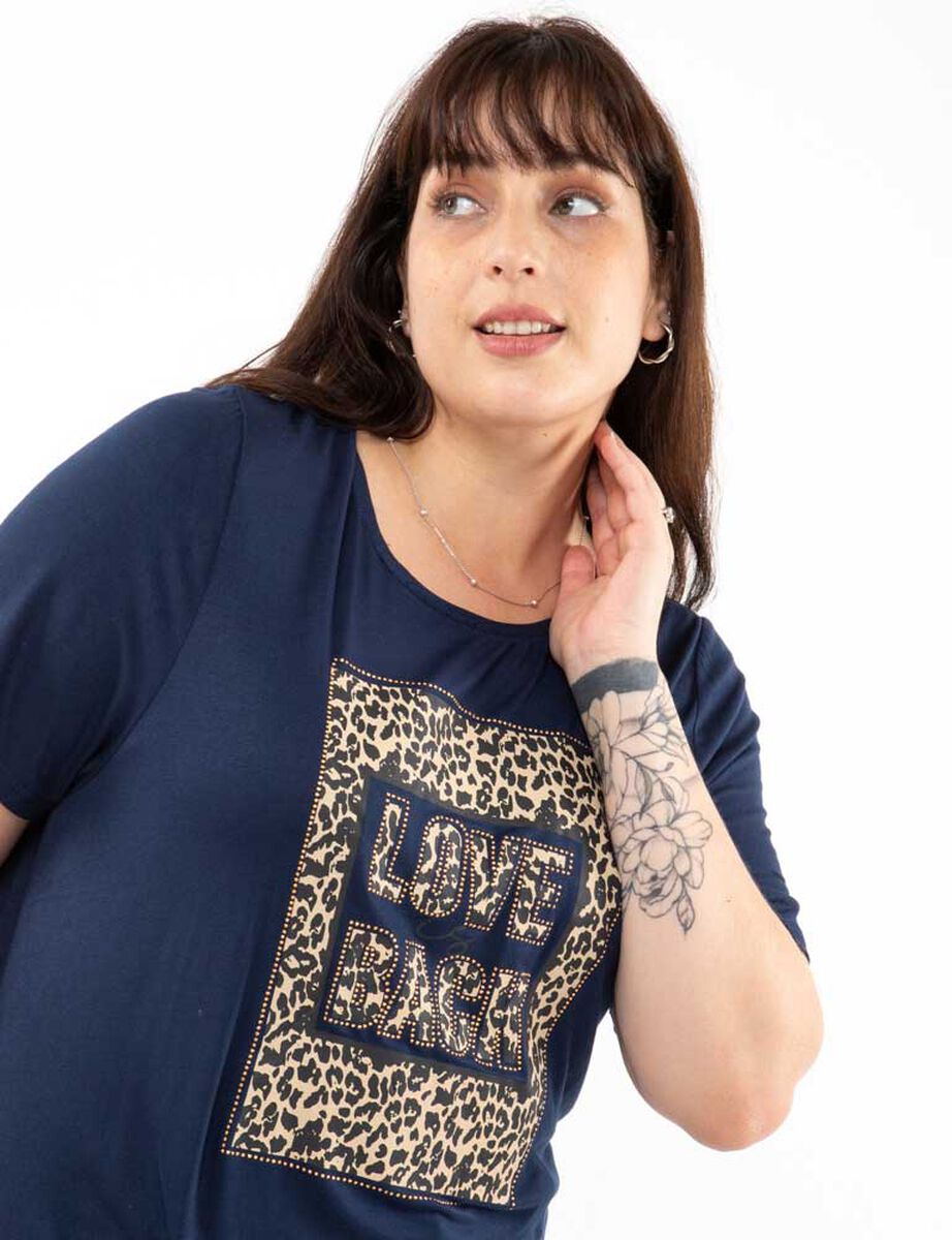 Polera Con Estampado Manga Corta Mujer Extralindas