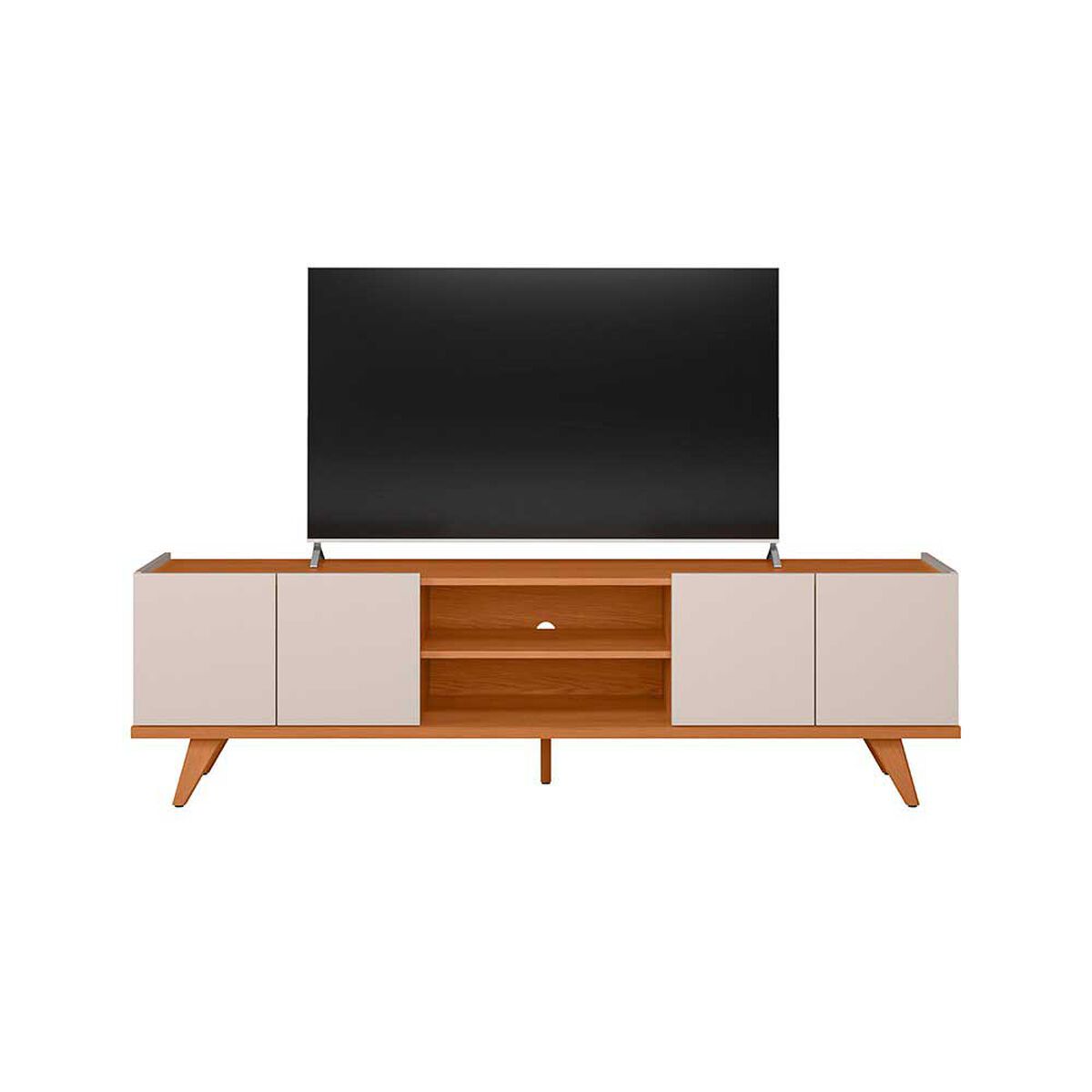 Rack TV Brazos Altavision Hasta 75" Blanco Crema y Café