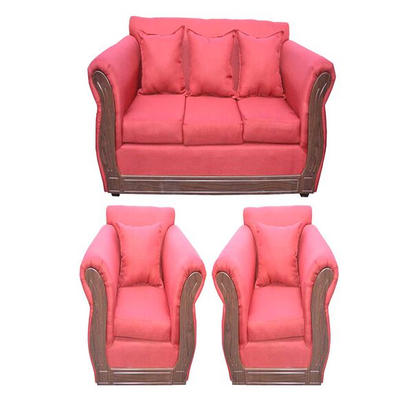 Juego de Living Diseño A&M Home Atenea Sofá 3 Cuerpos + 2 Sillones 1 Cuerpo Burdeo