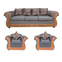 Juego de Living Almore Irlanda Sofá 3 Cuerpos + Dos Sillones 1 Cuerpo Gris