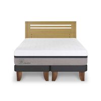 Cama Europea CIC Base Dividida 2 Plazas Balance + Respaldo Munich Mostaza