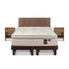 Cama Europea Flex Base Dividida King Máximo Cobre + Respaldo Royal Café + 2 Veladores Atenas