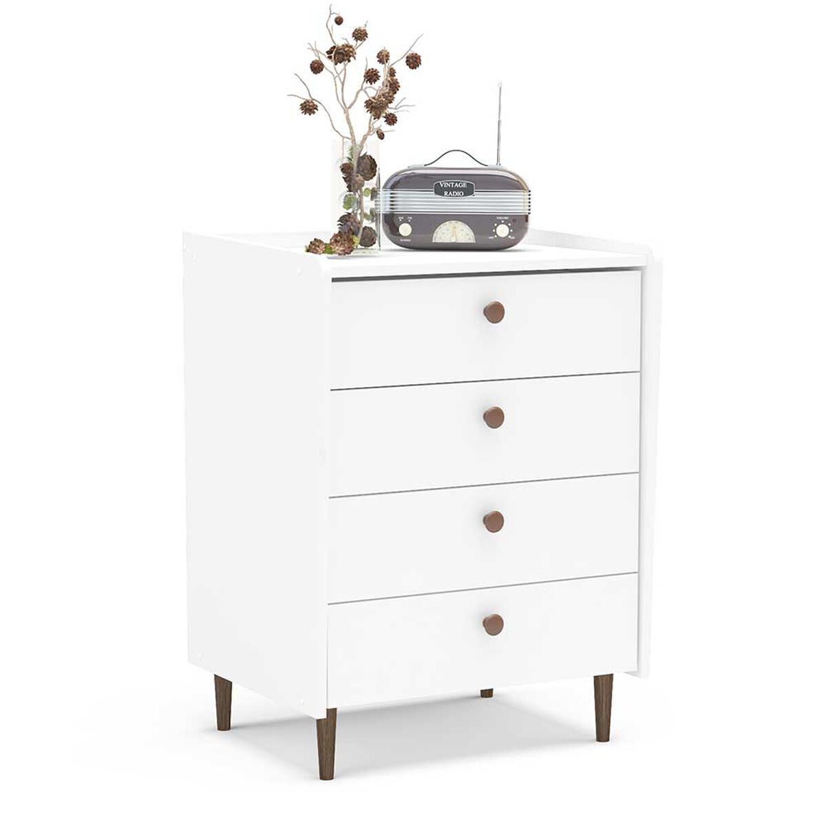 Cómoda Vekkahome Luisiana 4 Cajones Blanco 