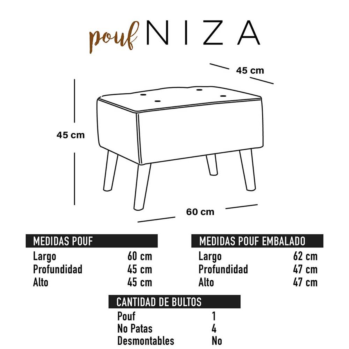Pouf Latam Home Niza Tela Velvet Burdeo