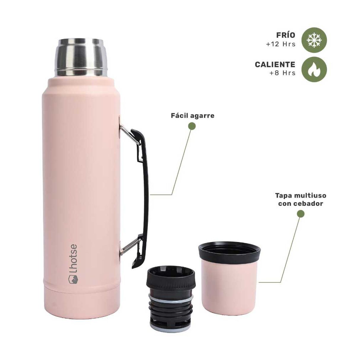 Termo para Líquido Lhotse Classic 1,3 Litros + Mate Rosa