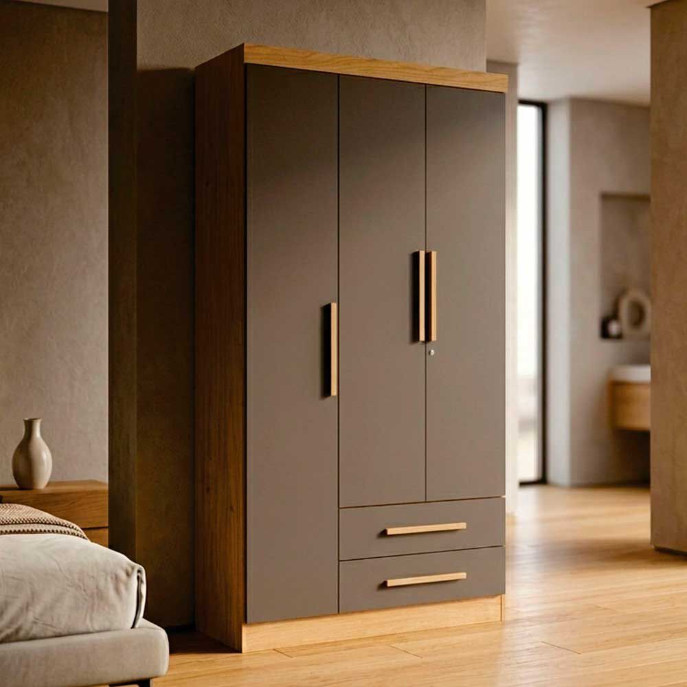 Closet Yardas Leticia 3 Puertas 2 Cajones Titanio