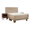 Cama Europea Celta Base Dividida 2 Plazas Cotton Organic + Respaldo + 2 Veladores