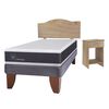 Combo Cama Europea CIC 1,5 Plazas Ortopedic + Respaldo + Velador Casanova Provenza Olmo