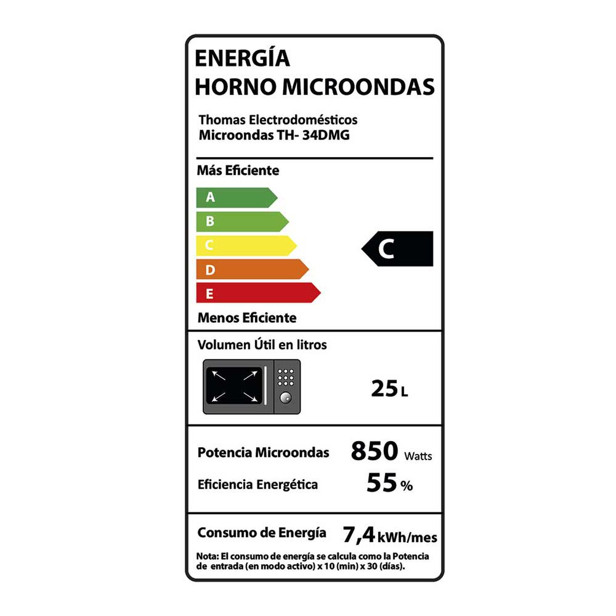Microondas Thomas TH-34DMG 34 lt