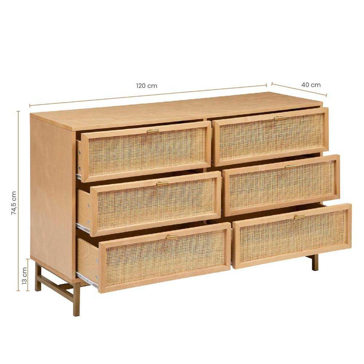 Comoda Atmosphera Doble Rat&aacute;n 6 Cajones Caf&eacute;