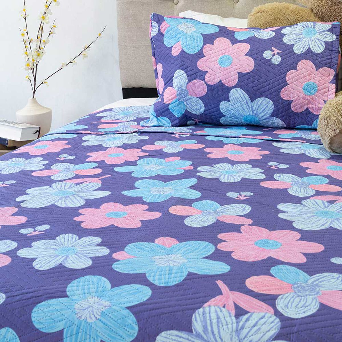 Quilt Doral 1,5 Plazas Origins Flores