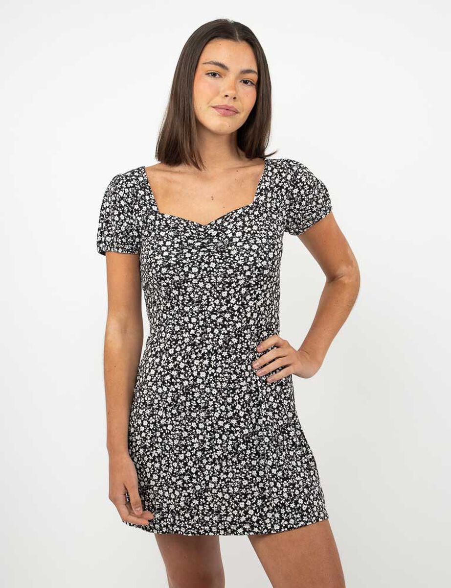 Vestido Mini Manga Corta Mujer Icono