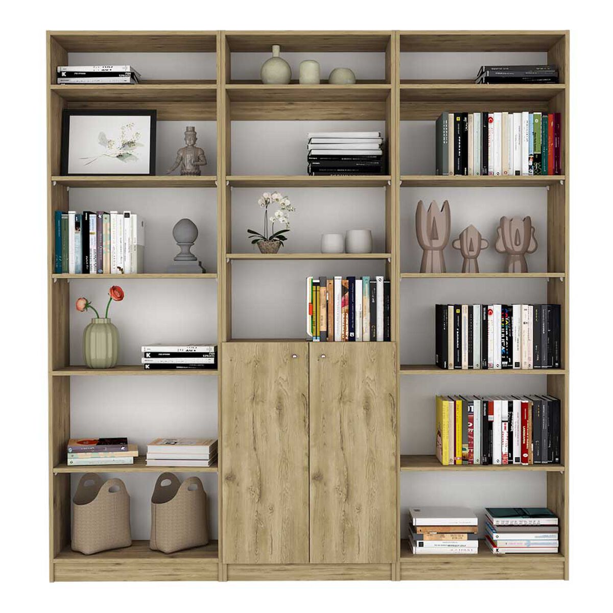 2 Estantes 5 Repisas + Estante 2 Puertas + 3 Complementos TuHome Home Macadamia