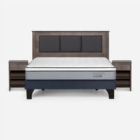 Combo Cama Europea Rosen 2 Plazas Indie BN + Respaldo y Veladores Rachel