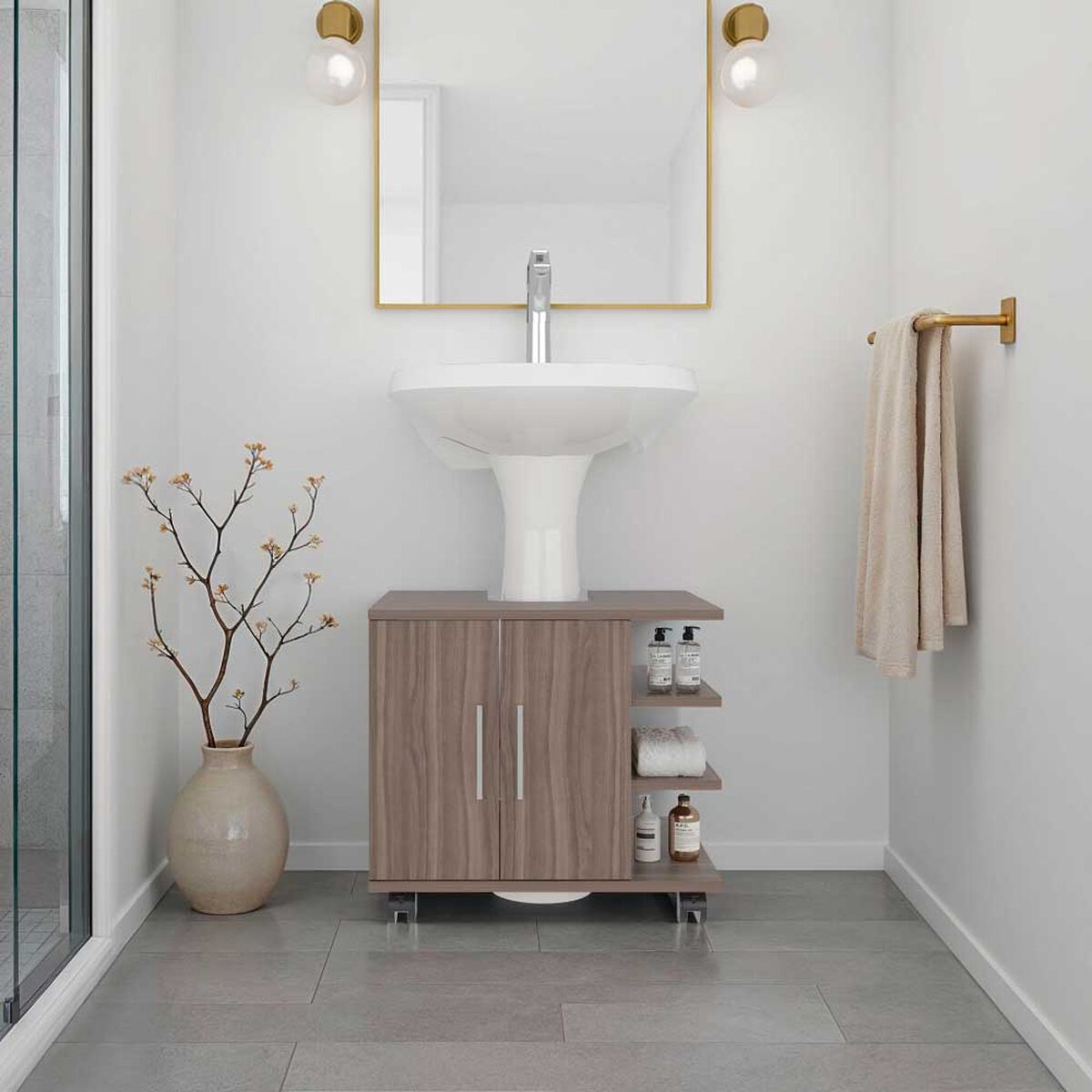 Mueble para Lavamanos Tuhome Bath 300 Avellana Blanco