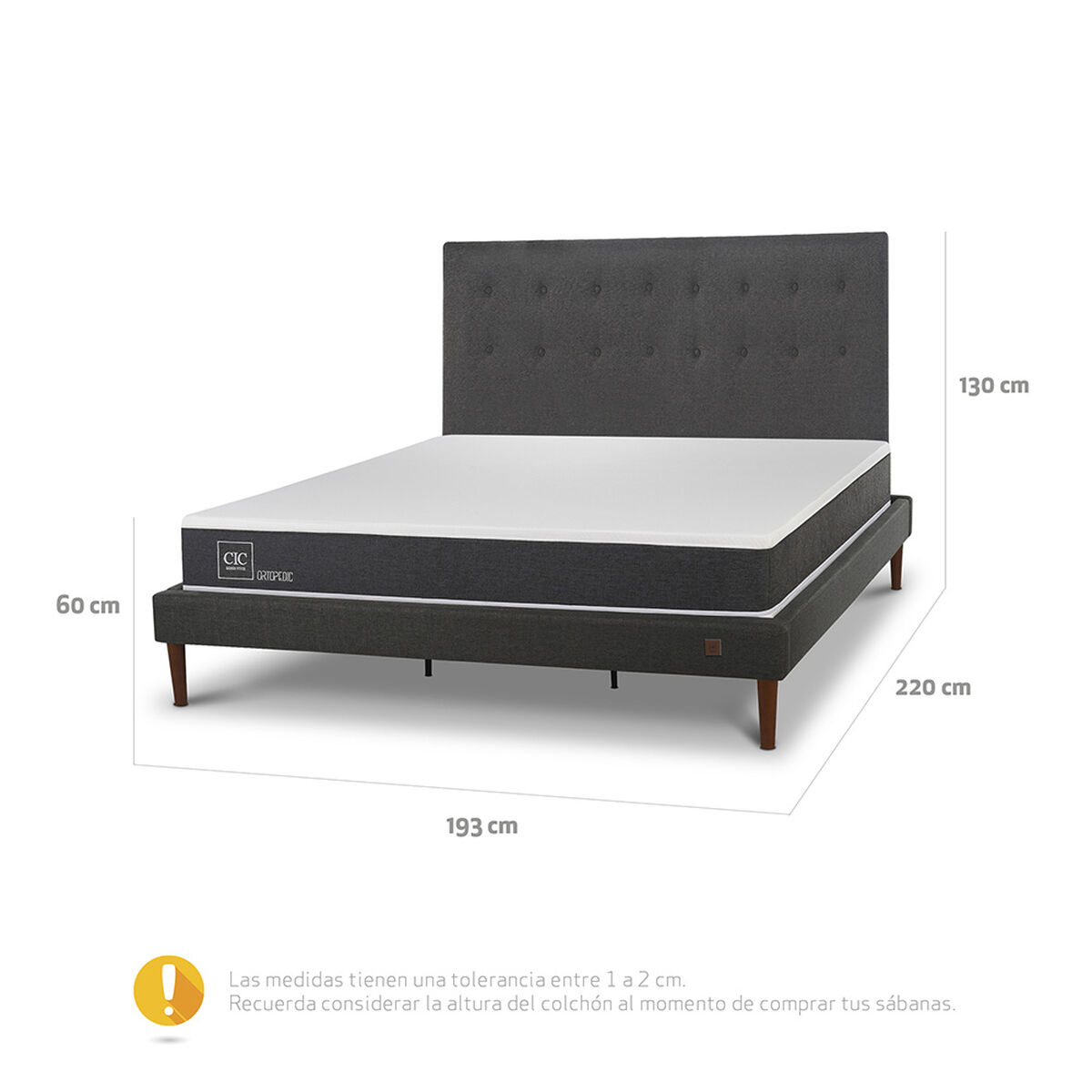 Cama Europea CIC King New Ortopedic + Respaldo Eufrates