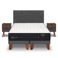 Cama Europea CIC Base Dividida 2 Plazas Premium + Respaldo + Veladores