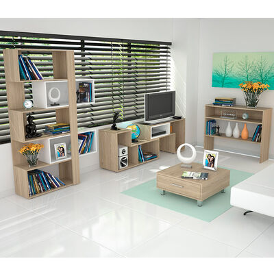 TUHOME Rack + Biblioteca + Mesa de Centro + Arrimo Beijing TuHome