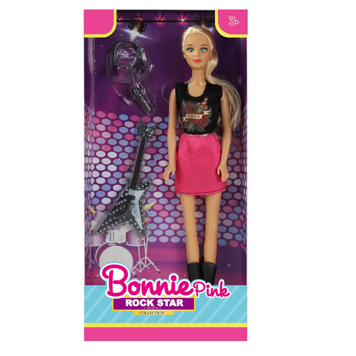 Muñeca de moda rockera de 29 cm Boonie Pink