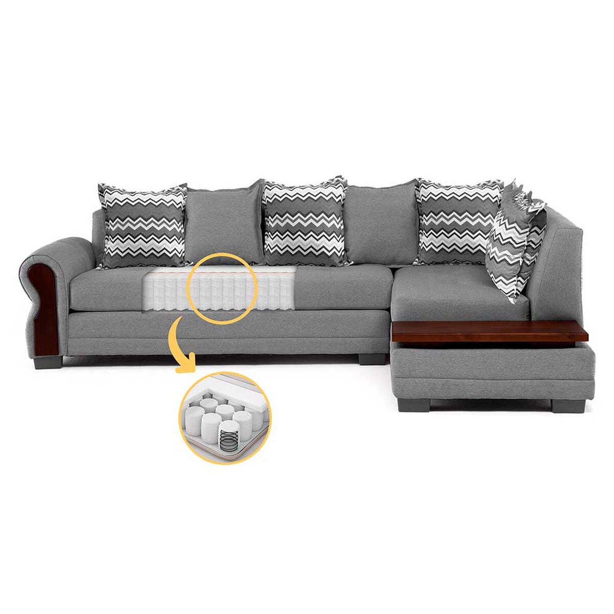 Sof&aacute; Seccional Living Factory Dakota 6 Cuerpos Gris