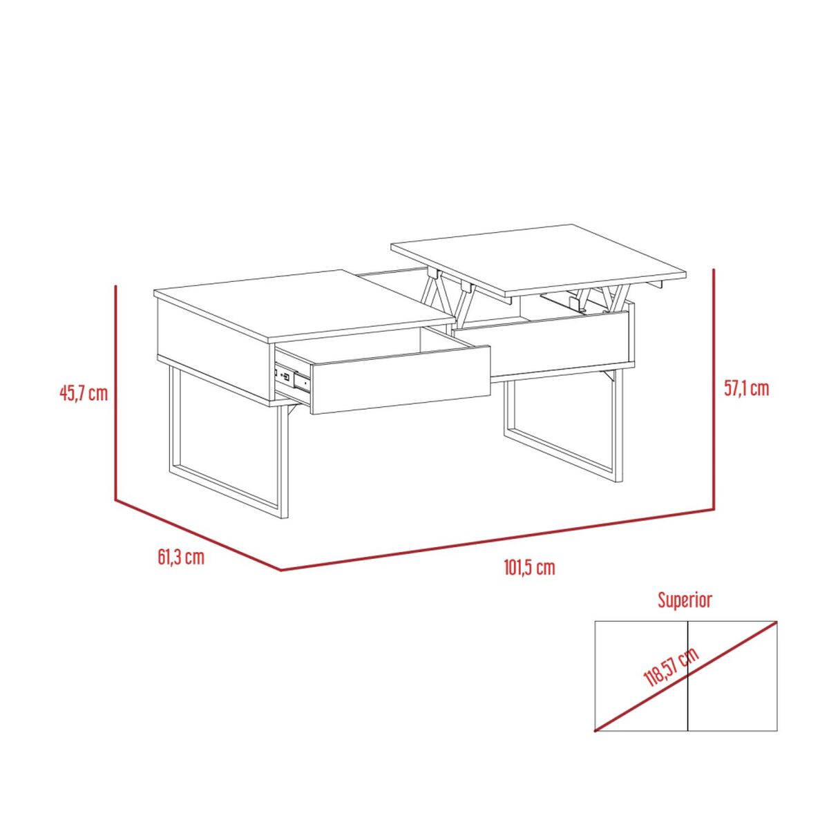 Mesa de Centro TuHome 5G-4 Ceniza/Wengue
