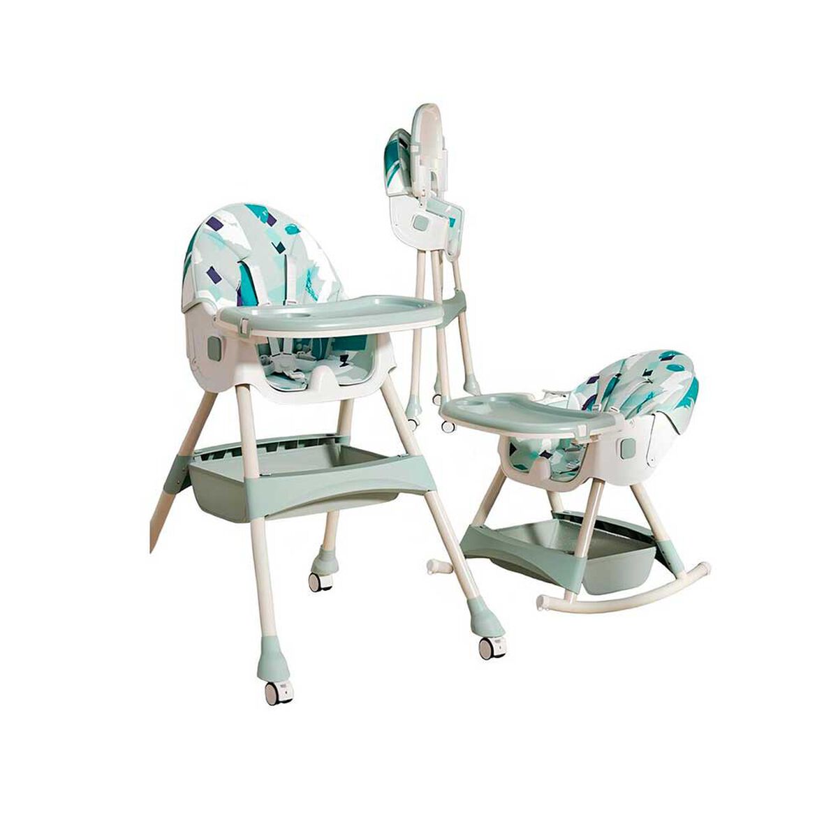 Silla de Comer Mecedora 2 en 1 con Ruedas Verde Lubabycas