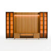 Rack TV 75" + Panel&nbsp;Neon Float LED + 2 Vitrinas 2 Puertas Decocasa Carvalo