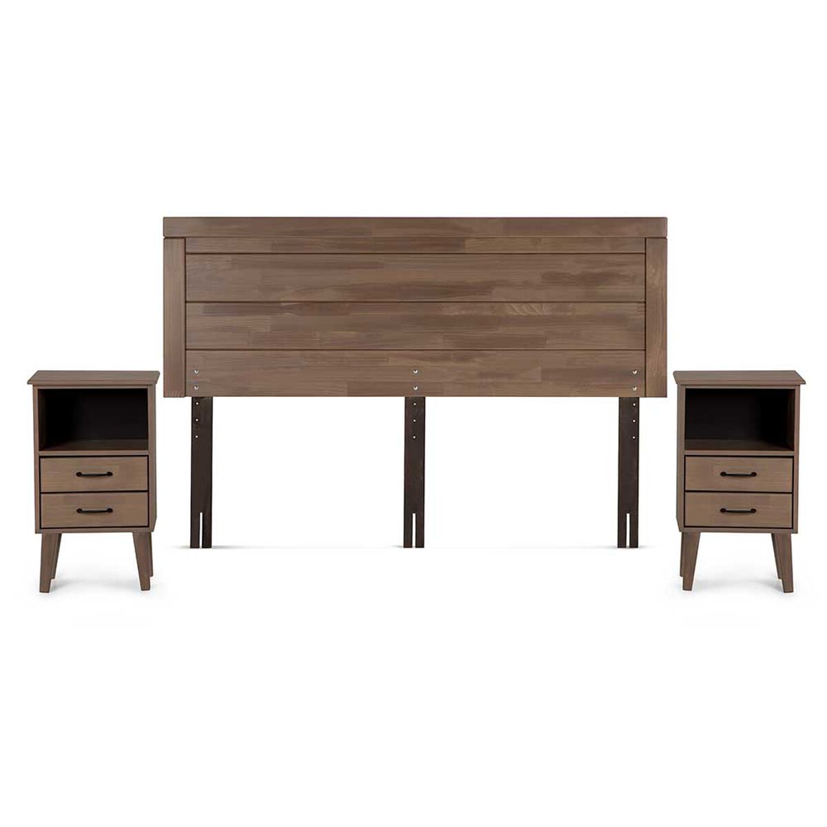 Cama Europea Rosen Base Dividida King Art 4 + Respaldo + 2 Veladores Sicilia