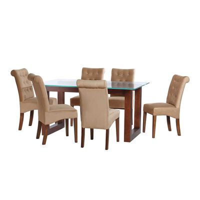 Juego de Comedor Latam Home Pamplona Segovia 6 Sillas Velvet Verde