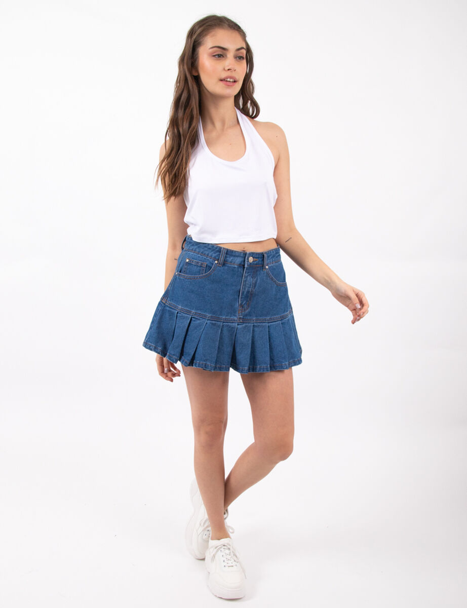 Polera Crop Lisa Sin Mangas Espalda Descubierta Mujer Icono
