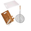 Set Parrillero Wayu Tabla Blanca + Tabla Cuchillo Tenedor + Rejilla Redonda