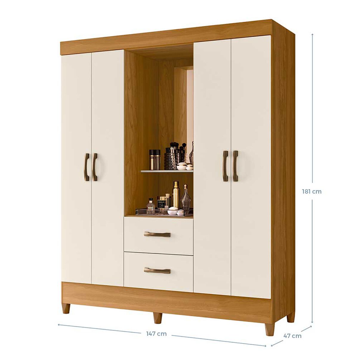 Combo 2 Clóset Vekkahome Mobi 3 Capelina 4 Puertas + 3 Puertas 2 Cajones 