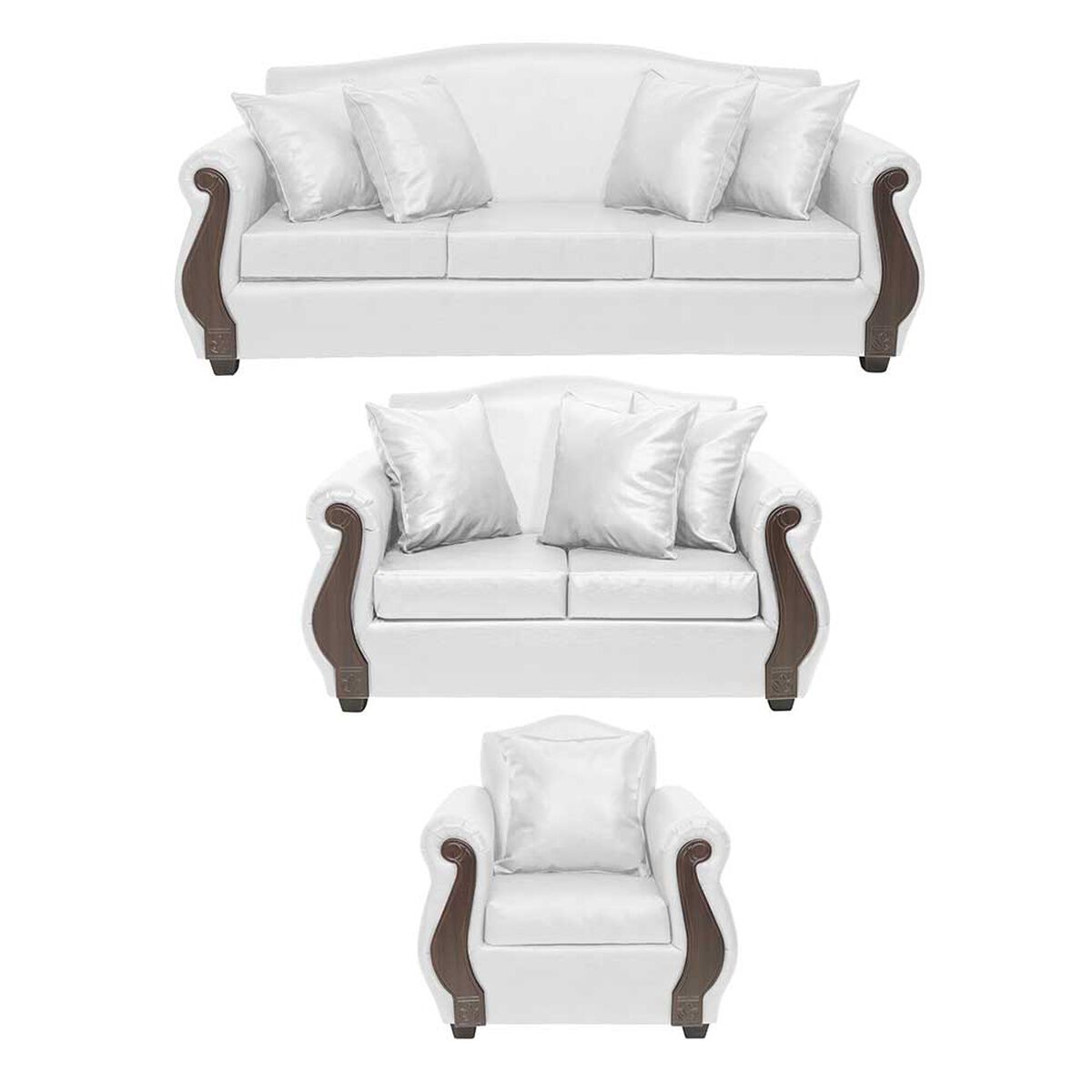 Juego de Living Innovamuebles New Bugambilia PU Sofá 3 Cuerpos + Sofá 2 Cuerpos + Butaca 1 Cuerpo 1 Cuerpo Blanco 