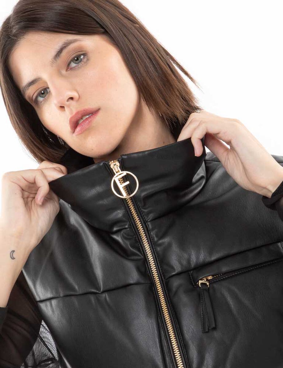 Parka Puffa Ecocuero Sin Mangas Mujer Fiorucci