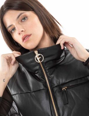 Imagen 2 del producto Parka Puffa Ecocuero Sin Mangas Mujer Fiorucci Negro