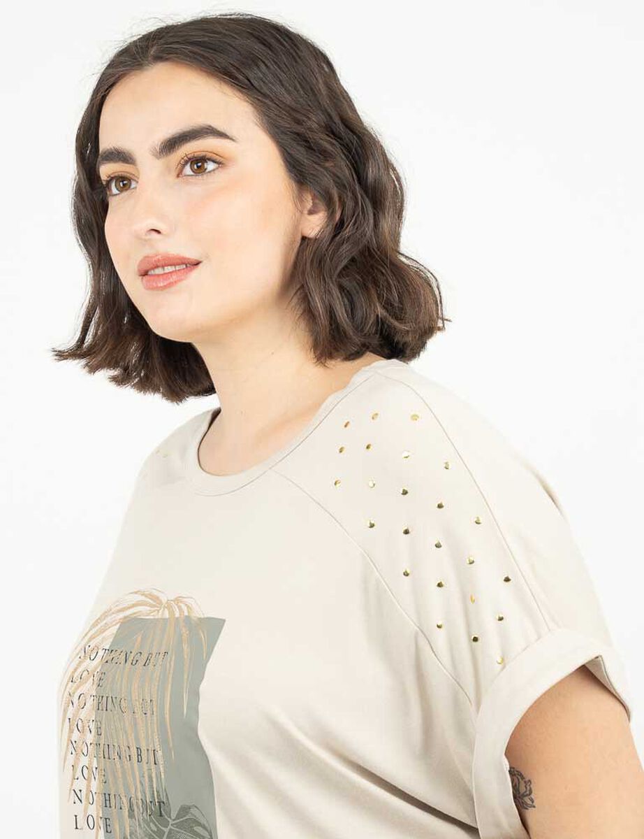 Polera Con Estampado Manga Corta Mujer Extralindas