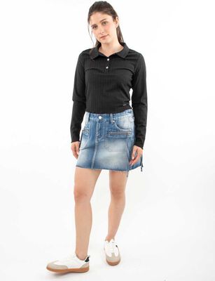 Imagen 2 del producto Falda Mini Denim Mujer Icono Celeste