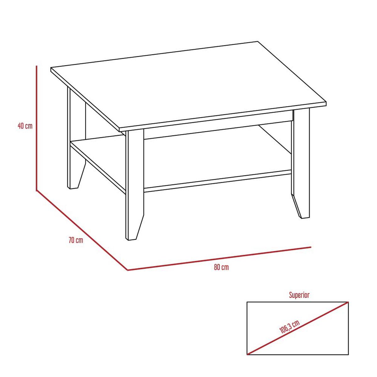 Rack TV Hasta 65" + Mesa de Centro + Mesa de Arrimo TuHome Essential Wengue