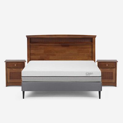 Cama Europea Rosen 2 Plazas Pratta + Respaldo + 2 Veladores Veneto