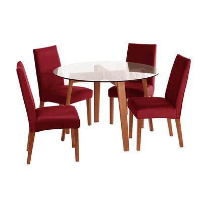 Juego de Comedor Latam Home Valencia 4 Sillas Burdeo