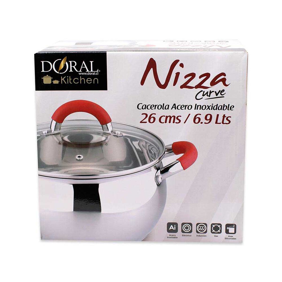 Cacerola Acero Inoxidable Doral Nizza Curve 26 x 13 cm