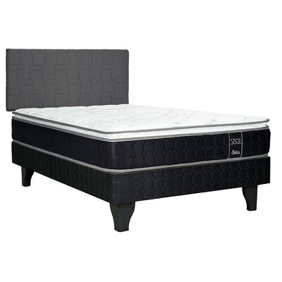 Cama Europea Celta 1,5 Plazas Black Soul + Respaldo Gijón Acolchado