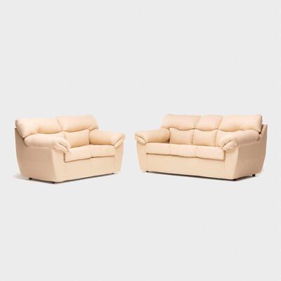 Juego de Living Cabsur Zeus Sofá 3 Cuerpos + Sofá 2 Cuerpos PU Beige