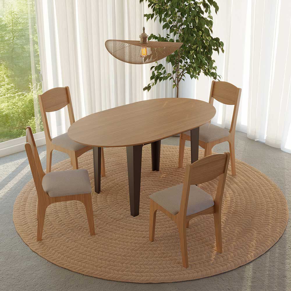 Comedor Decocasa Tm70 4 Sillas Off White Castaño